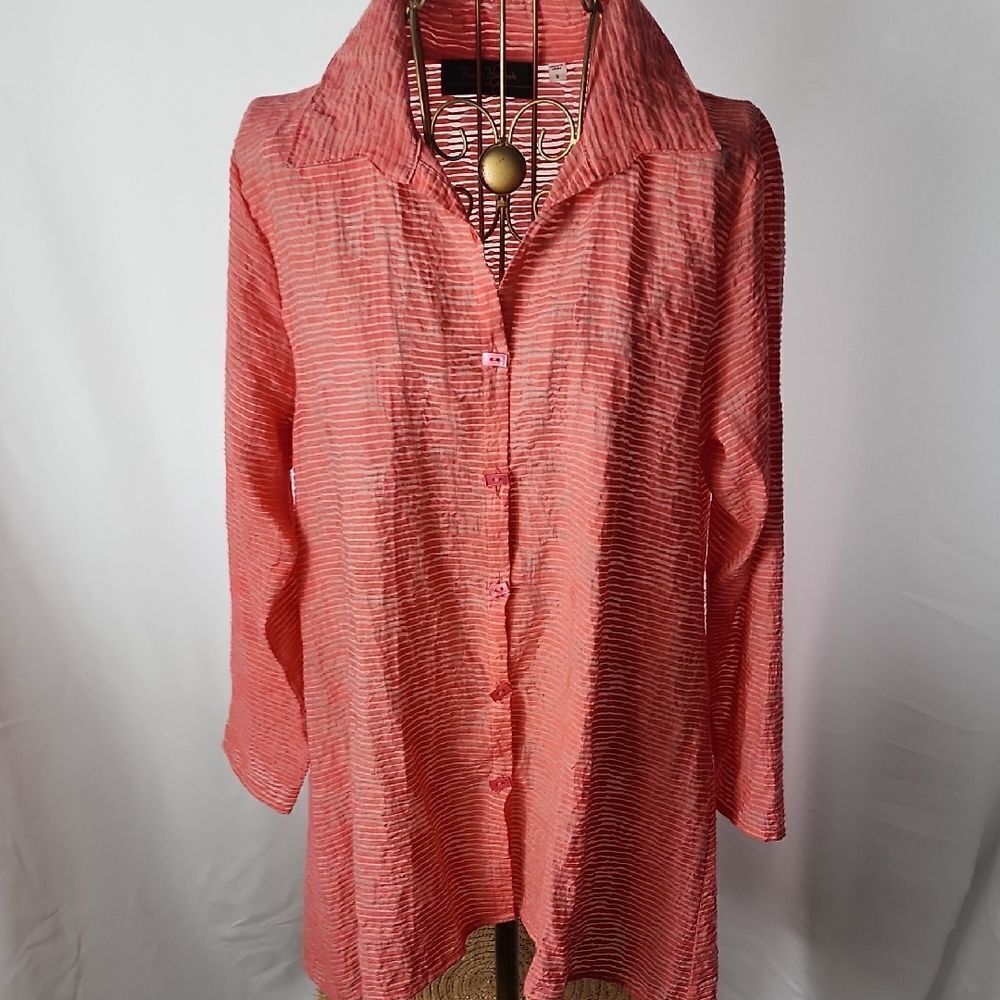Francie Hargrove Size S Coral Textured Fabric Stylish Tunic